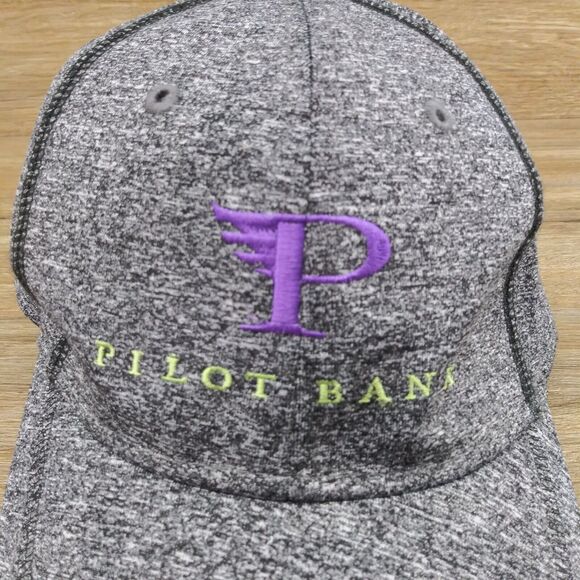 Pilot Bank Hat Gray Purple Logo Adjustable Baseball Cap - Picture 2 of 11